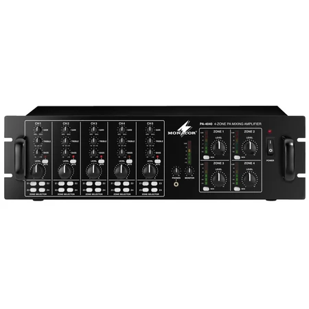 Monacor PA-4040 4 zónás 100V hangosító központ 