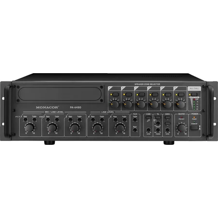 Monacor PA-6480 6 zónás 100V-os keverőerősítő 